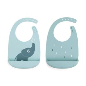 Done by Deer® silikonski slinček Peekaboo 2 kosa – Elphee Blue