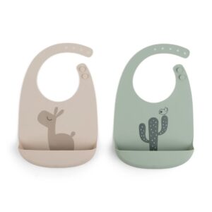 Done by Deer® silikonski slinček Peekaboo 2 kosa – Lalee Sand/Green
