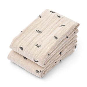Liewood® komplet muslin plenic Lewis 65×65 cm – Mini Whale/Sandy
