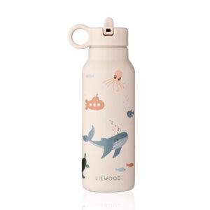 Liewood® termo steklenička s slamico Falk 350 ml – Sea Creature/Sandy