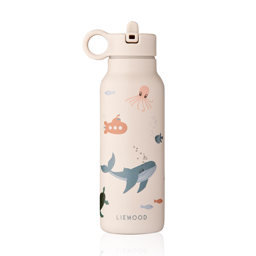 Liewood® termo steklenička s slamico Falk 350 ml – Sea Creature/Sandy